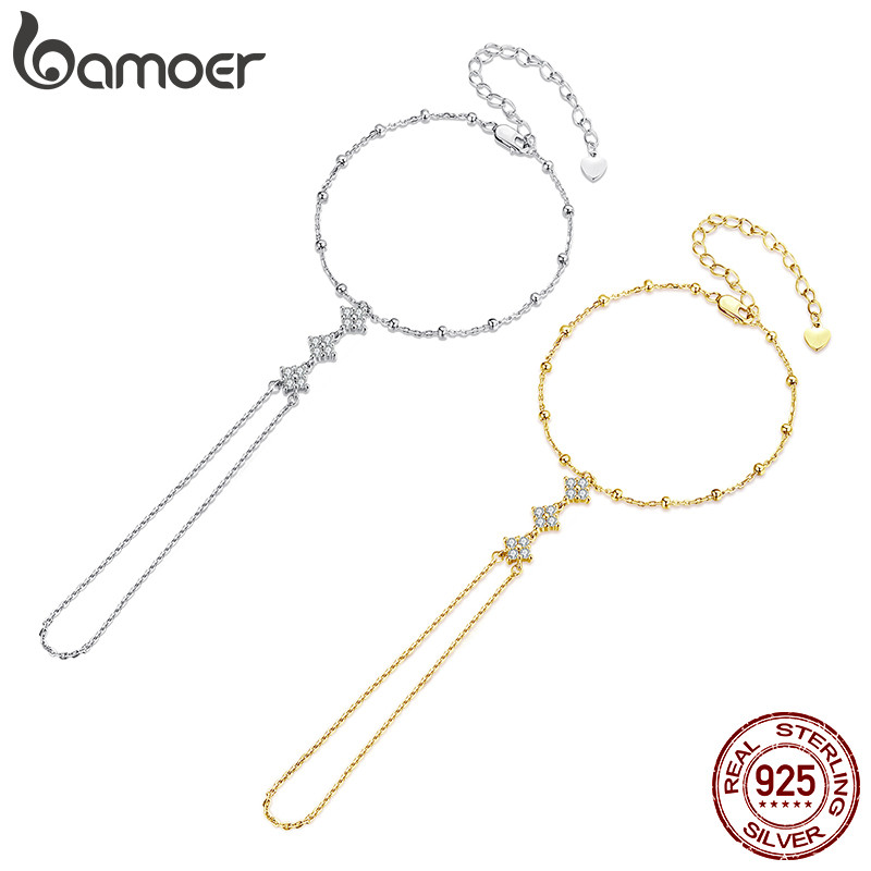 Bamoer 925 Prata Esterlina Pulseira Dois Tons Anel Corrente Design Criativo Moda Jóias Presente Feminino em Oferta na Shopee