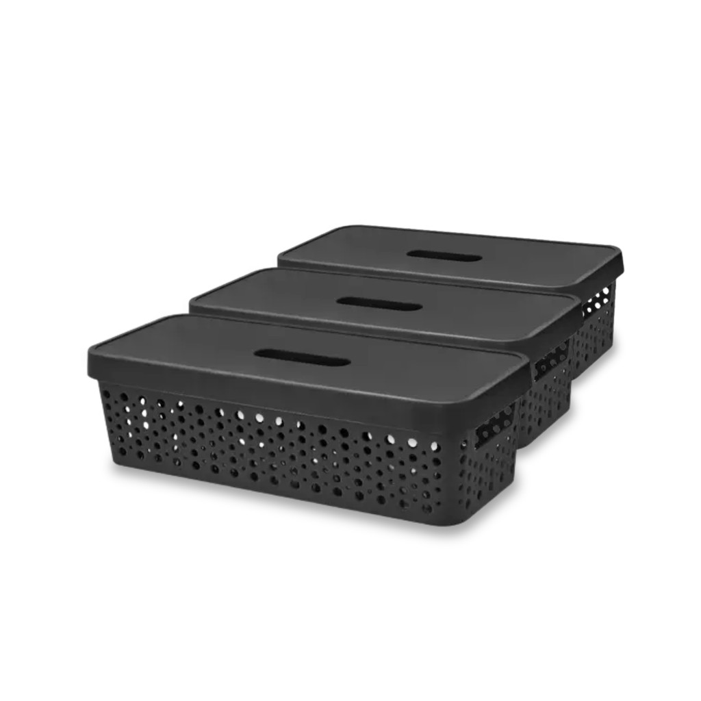 Cesto Caixa Organizador 3,6 L Com Tampa Multiuso Gaveta Caixa Organizadora Rattan