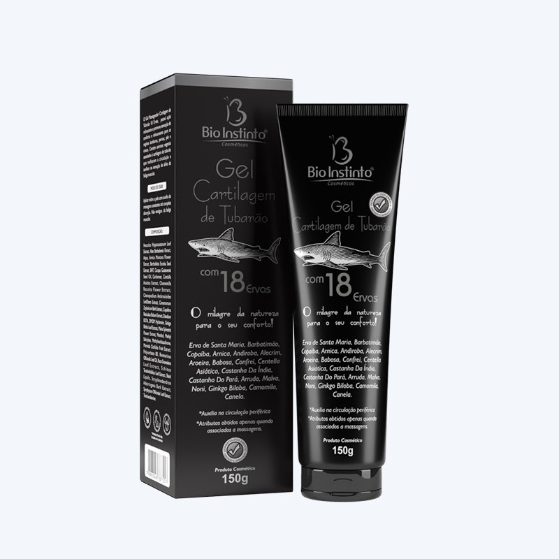 Pomada Massageadora Gel Cartilagem de Tubarão com 18 Ervas 150g - Bio instinto