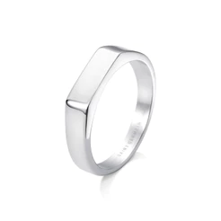 Anel Masculino Retangular Liso Prata