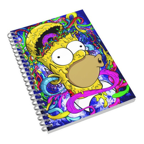 Caderno Universitário Homero Simpson Caricaturas 1, 10 e 15 Matérias Escolar Capa Dura Animes  Desenhos