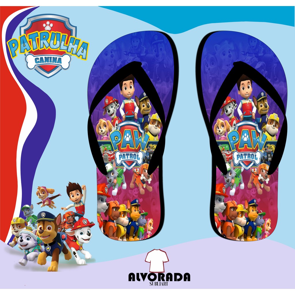 Chinelo Sandalia Patrulha Canina Personalizado Personagem Desenho Crianca Adulto Infantil em Oferta na Shopee