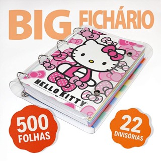 Big Fichário Universitário 500 folhas + divisórias Hello Kitty em Oferta na Shopee