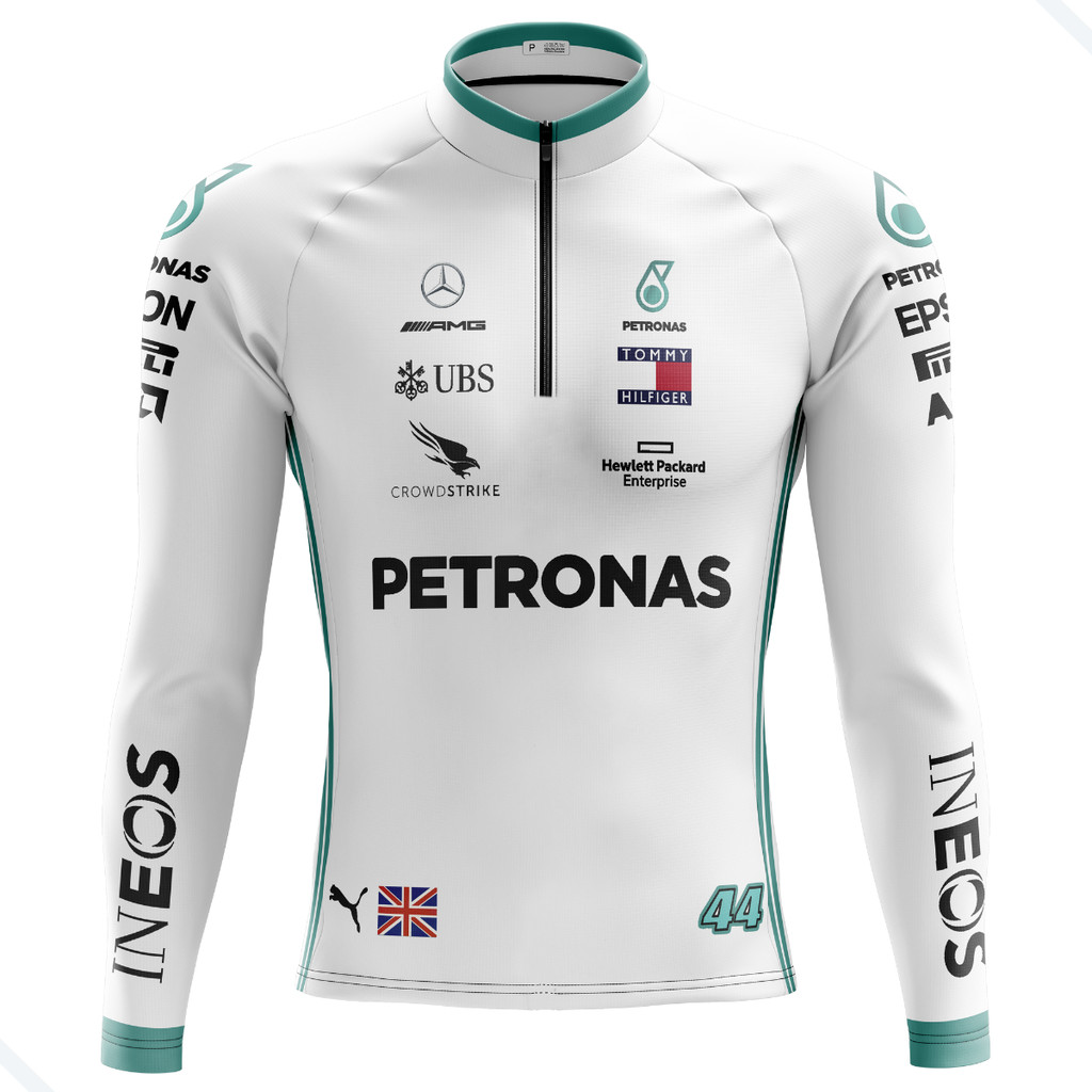 Camiseta Ciclismo Masculina Dryfit Proteção UV Bike MTB Speed F1 Branca