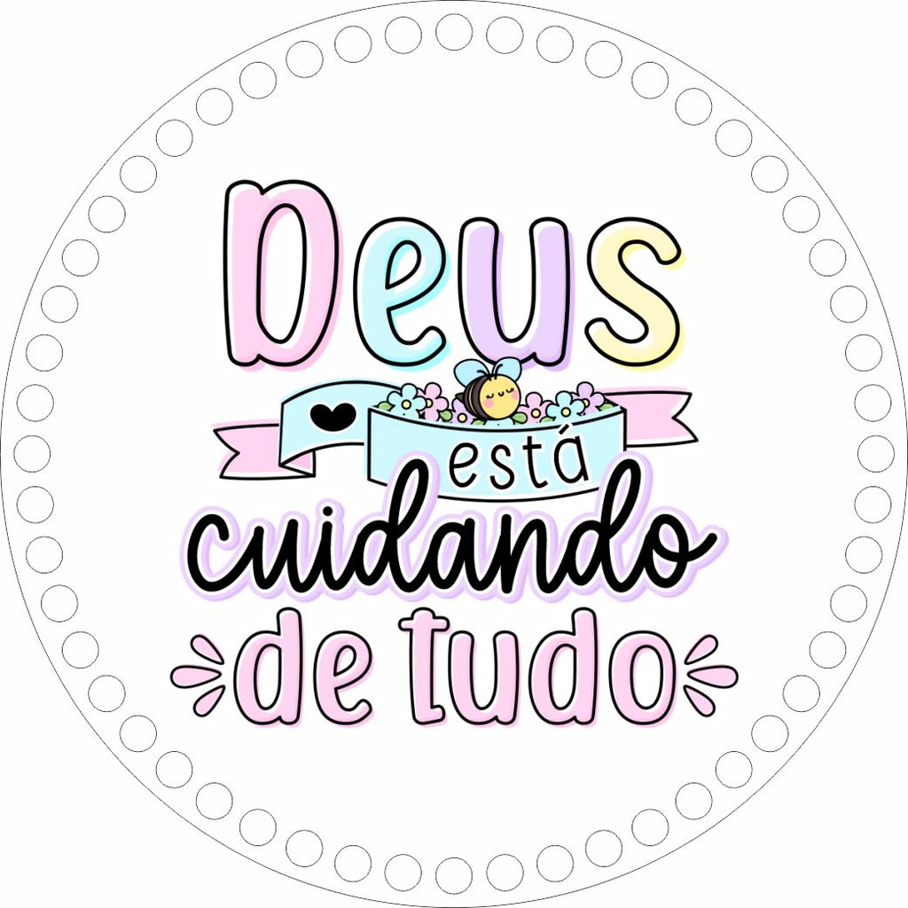 Base Crochê Redonda Deus Está Cuidando de Tudo