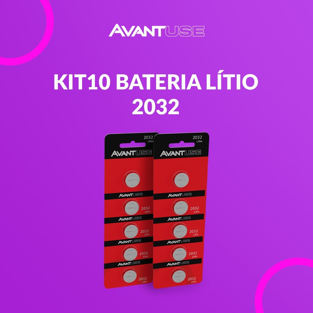 Kit 10 Baterias Lítio 2032 3V Tipo Moeda Avant Use - Watches