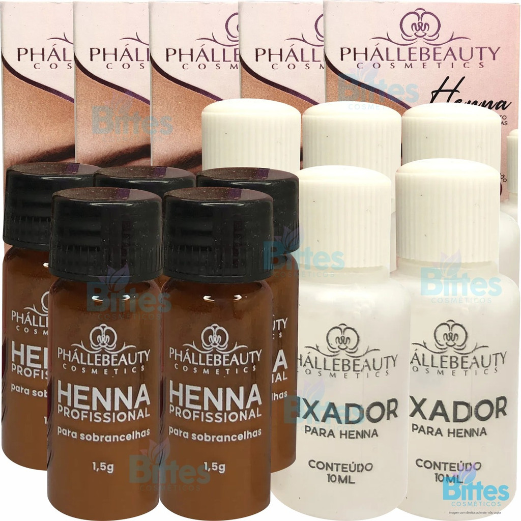 5 Henna Para Sobrancelhas Preto, castanho, loiro Phállebeauty Designer