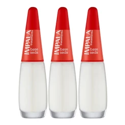 Kit 3 Esmalte Impala Base Seda Tratamento Unhas Manicure