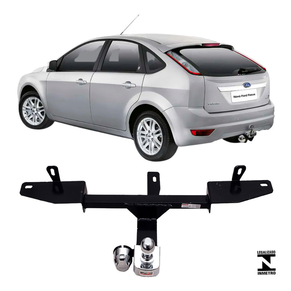 Engate Reboque Fixo Focus Hatch Sedan 2009 A 2013 Aco Resistente Cap Carga 500kg  Inmetro Reforçado Reforçado bOM