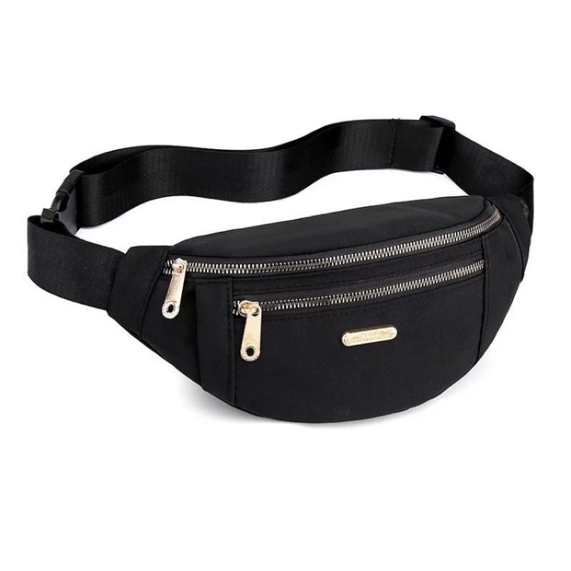 Bolsa De Cintura Feminina/Nylon Impermeável/3 Zíperes Grandes Para Armazenar Dinheiro/Celular/Documentos em Oferta na Shopee