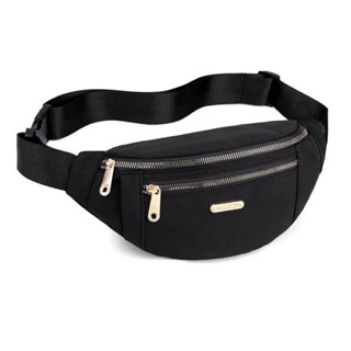 Bolsa De Cintura Feminina/Nylon Impermeável/3 Zíperes Grandes Para Armazenar Dinheiro/Celular/Documentos em Oferta na Shopee