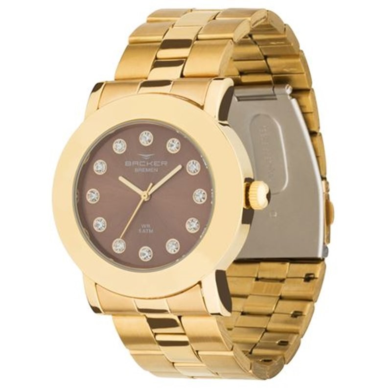 Relógio Backer Feminino Dourado 3457145f Mr