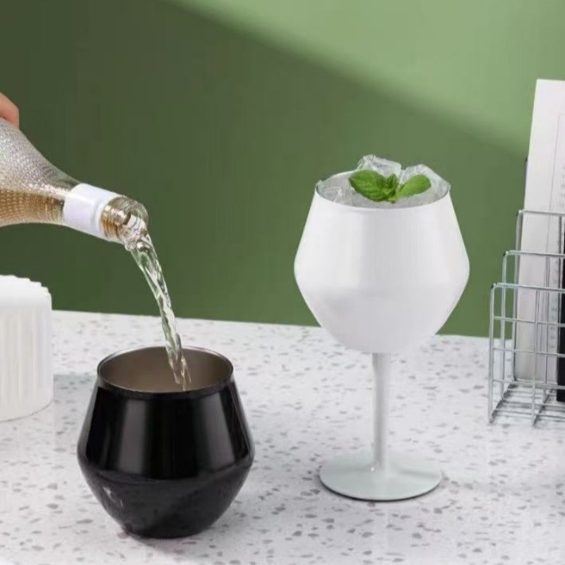 Taça de Vinho Inox Colorida Fosca 450ml – Copo Térmico com Haste para Festa, Bar, Presente Decoração em Oferta na Shopee