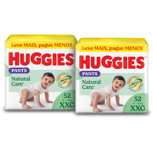 Kit 2 - Fralda Premium Roupinha Huggies Natural Care XXG 52 Un - Mom & Baby