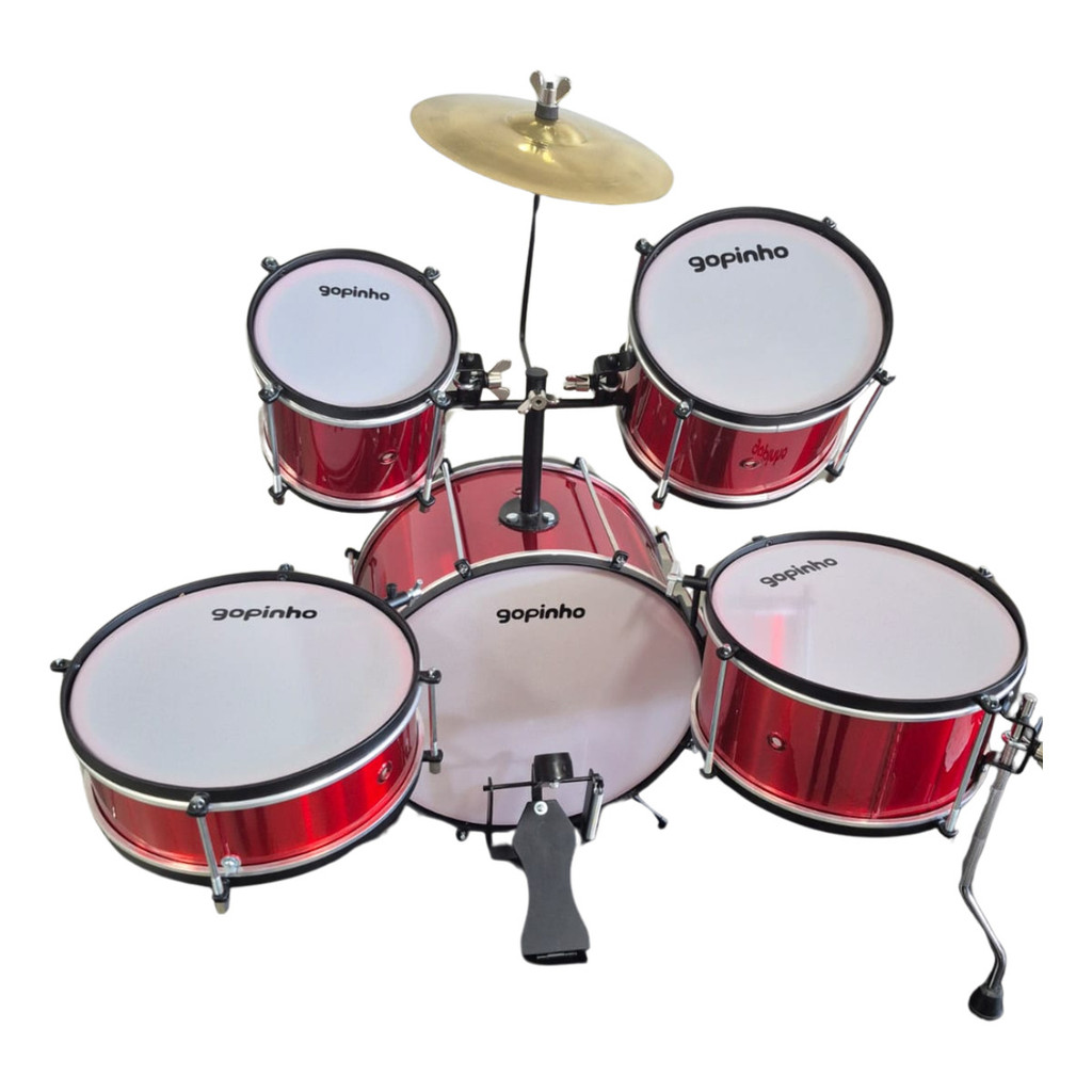Bateria Gopinho Infantil Alumínio Cereja Aula De Musica