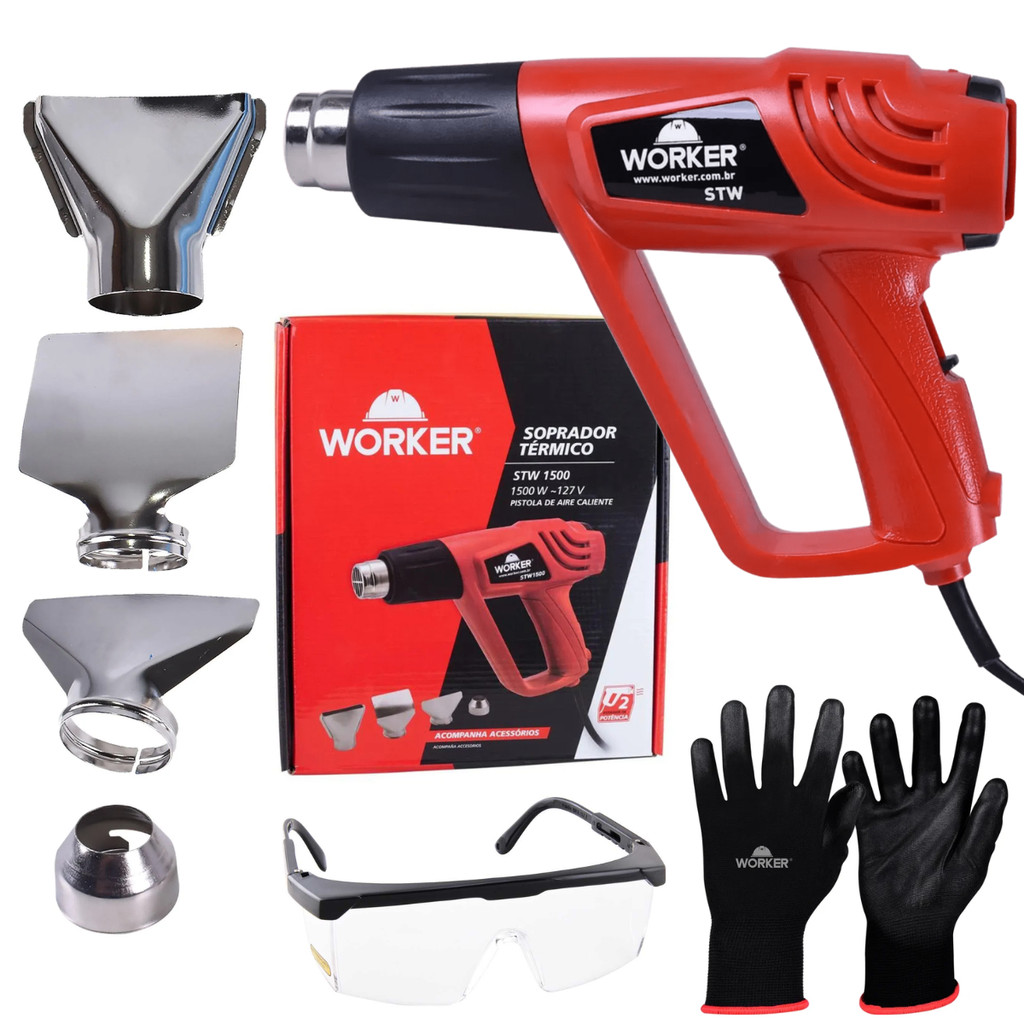 Assoprador de Ar Quente Potente 1500W 500ºC com Luva e Oculos