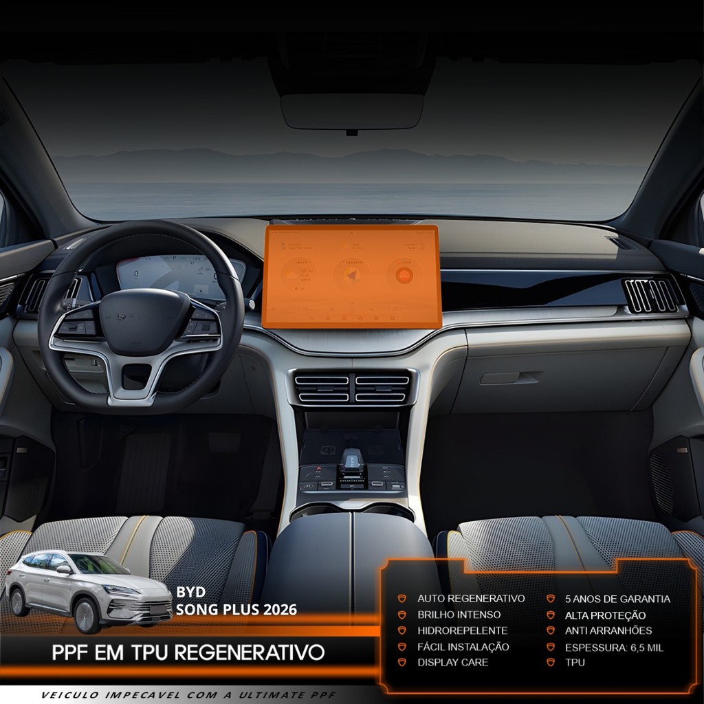 Película PPF Proteção Kit Multimídia BYD Song Plus 2026 2027 Transparente TPU Anti Risco