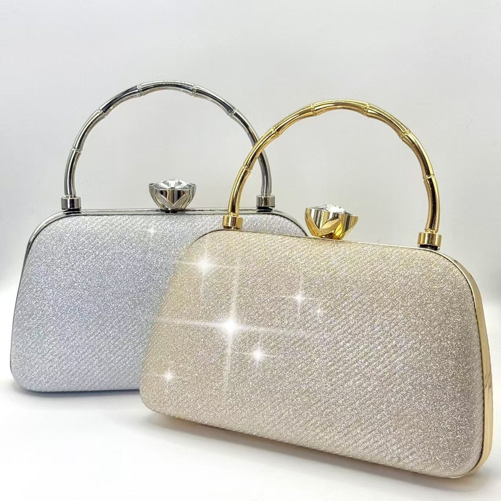 Bolsa Clutch De Noite Fechamento Metálico Brilhante Com Alça Removível,Para Casamentos Jantares Para Festas ychen
