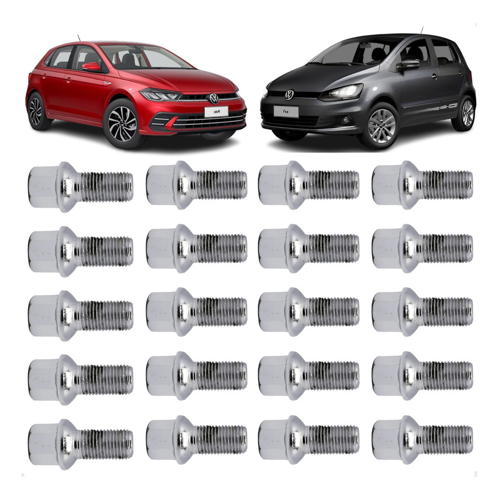 Parafuso Esférico Cromado Golf Fox Crossfox Jetta 20 Peças