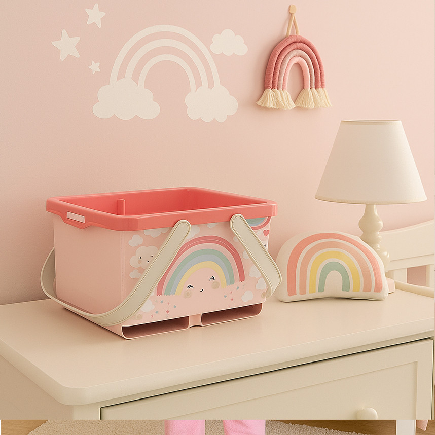 Caixa Organizadora Plasútil Porta Fraldas Arco Íris 4,6L em Oferta na Shopee