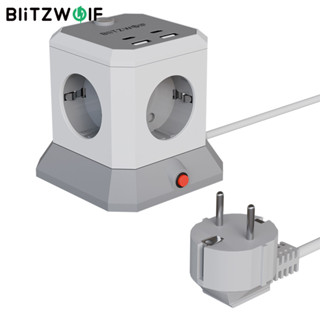 BlitzWolf BW-EC1 Cubo Vertical 8 Em 1 Plugue Ue Extensor De Tomada De Energia Com 4 Tomadas Ca/2 USB-A C Para MacBook iP em Oferta na Shopee