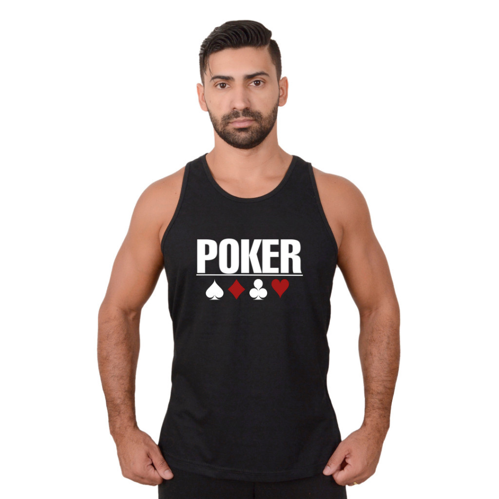 Regata Camisa Cavada Sem Mangas Masculina Customizada Poker Jogo Distribuidora