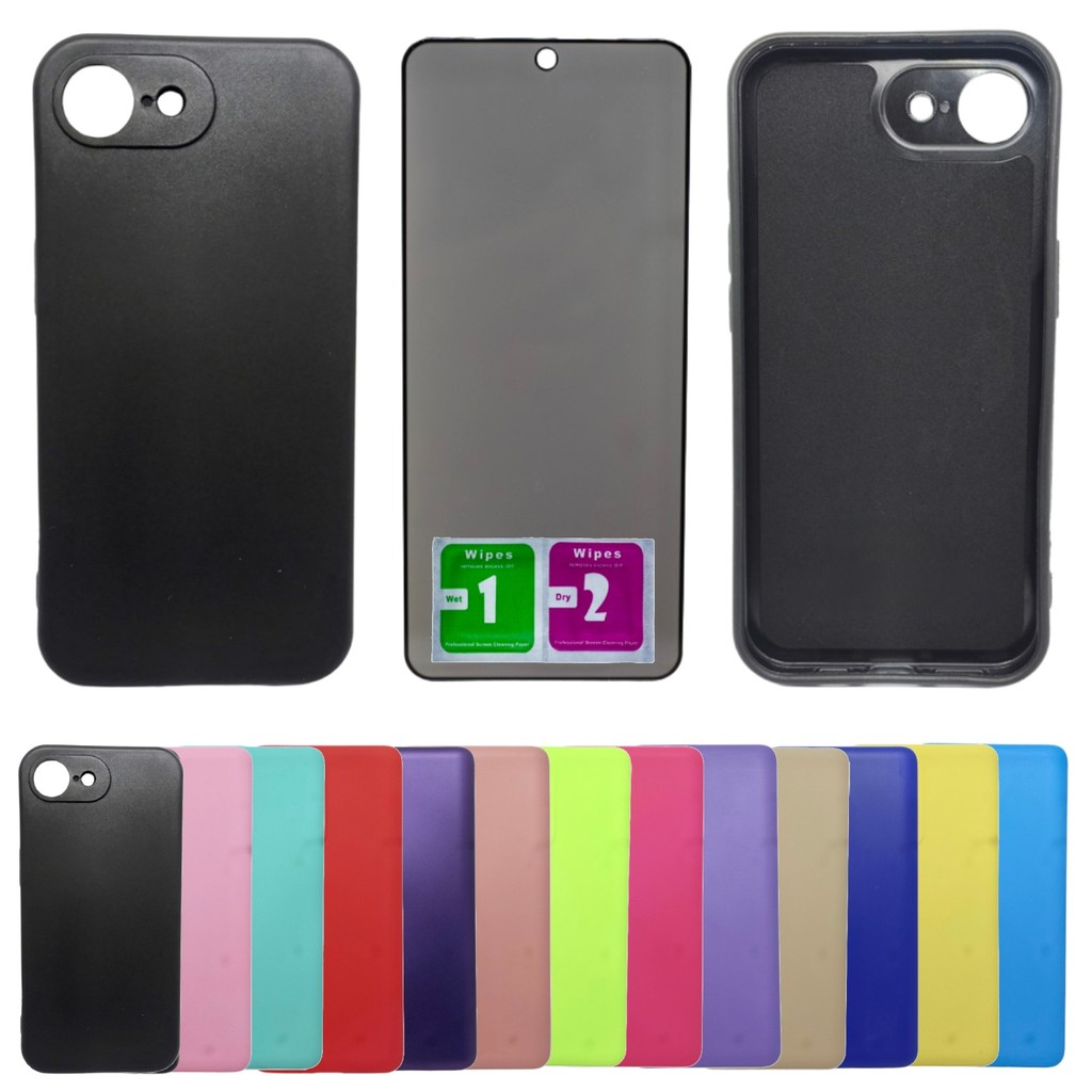 Kit Capa Aveludada Para Iphone 16e + Pelicula Privacidade Compativel Apple Protetor De Tela Anti Espiao Capinha Case