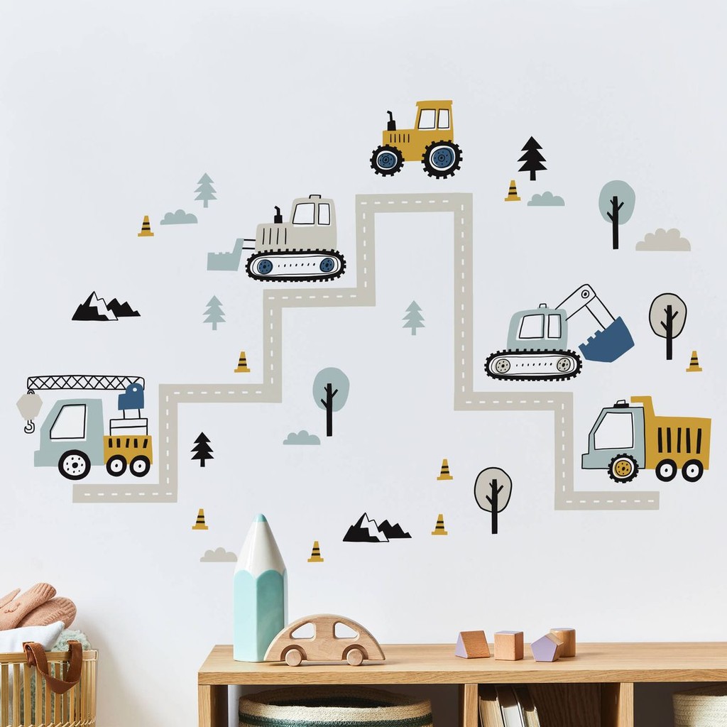 Adesivo Parede Carrinhos Menino Tratorzinho Infantil Decorativo Construção em Oferta na Shopee