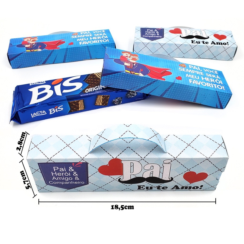 Caixas Capa Porta Bis Com Alça. Embalagem para lembrancinha Do Dia Dos Pais 18,5x5,7x2,8cm
