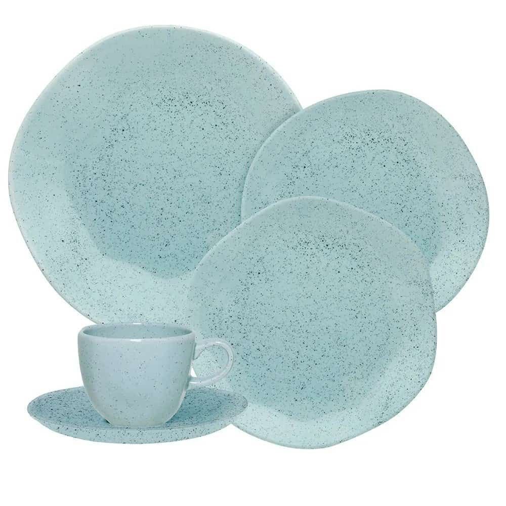 Aparelho de Jantar de 20 Peças em Porcelana Ryo Blue Bay Oxford Mesa Posta