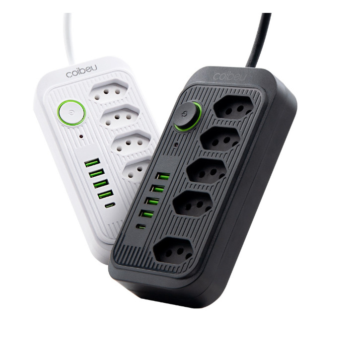 Extensão 5 Tomadas 4 USB 1 Type-C Universal Bivolt Power 110v/220v 2m WKC-541 COIBEU