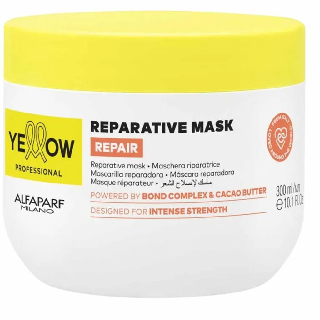 Máscara Reparadora Yellow Repair 300ml Alfaparf Bond Complex e Manteiga de Cacau Cabelos Danificados
