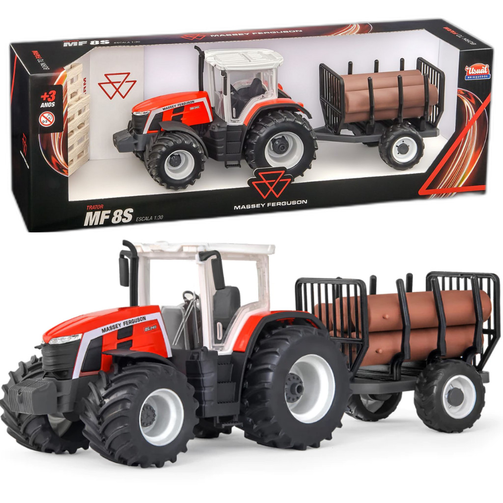 Brinquedo Trator Miniatura MF S8 Massey Ferguson - Brinquedo Infantil com Acessórios