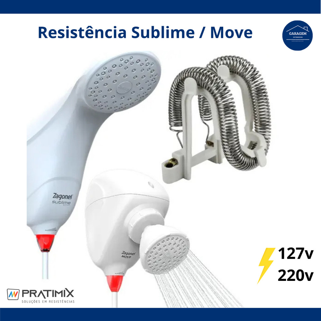 Resistência Chuveiro Ducha Zagonel Move / Sublime 220v 7500w / 127v 5500w - Pratimix Similar em Oferta na Shopee