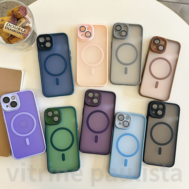 Capa De Carga Choque LUXO Fosco Caso Magnético Para iPhone 16 14 12 11 13 15 Pro Max Armadura À Prova De Choque  PC