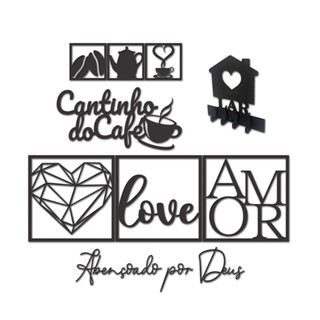 Kit Completo com 6 Placas Decorativas + 2 Letreiros Cantinho do Café Amor e Porta Chave Abençoado Por Deus Dupla Face 3M em Oferta na Shopee