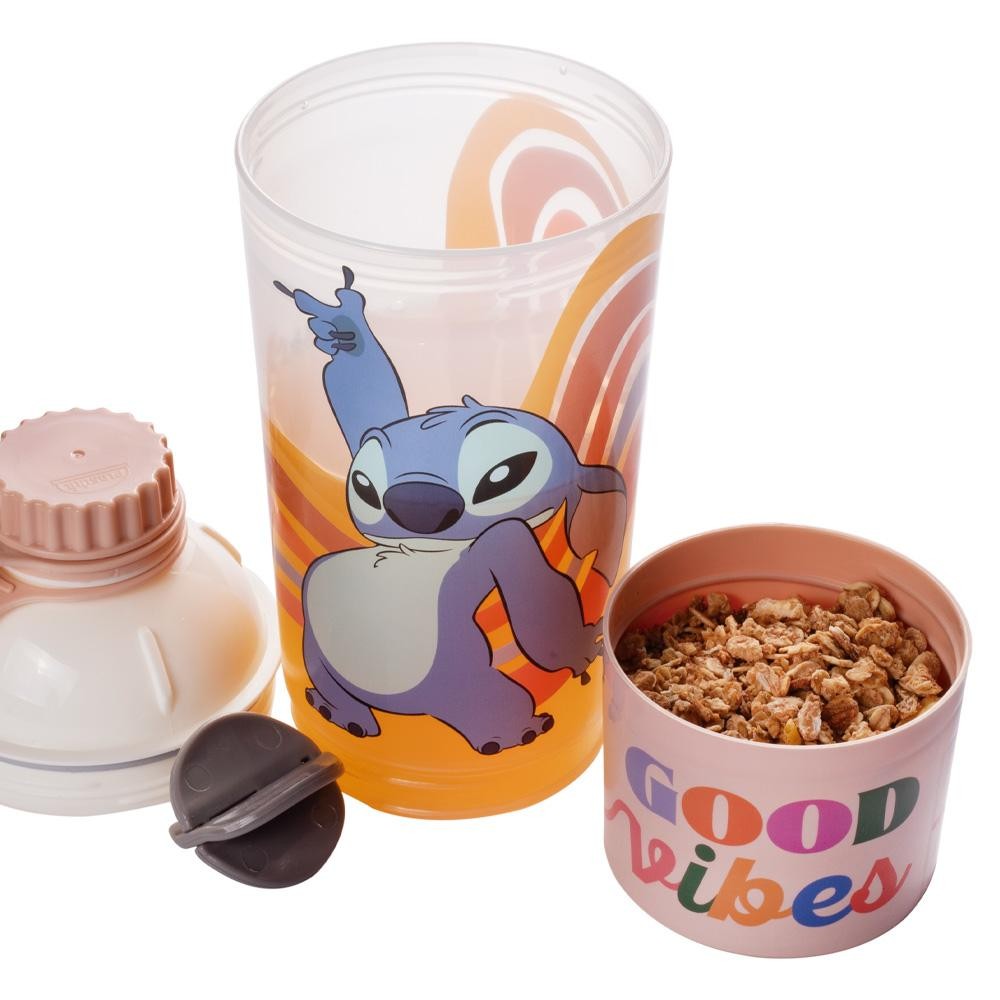 Garrafa Shakeira com Compartimento Stitch 600 ml Plasútil em Oferta na Shopee