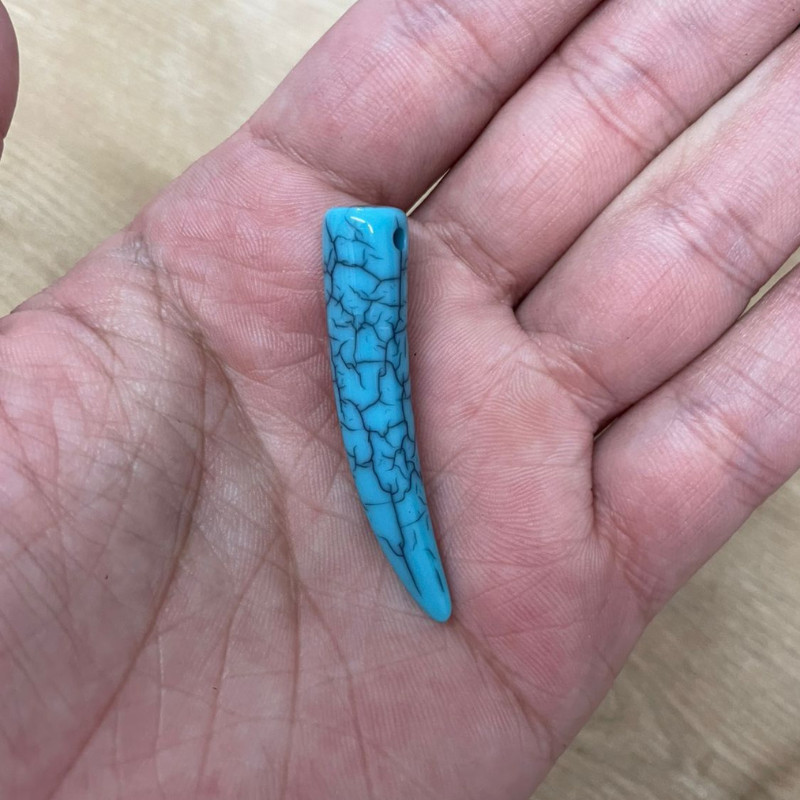 Dente De Tigre Howlita Passante Turquesa 10/20 Pçs 45mm Para Artesanto e Bijuteria