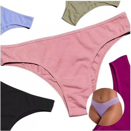 Kit 5 Calcinhas Tanga Básica Confortável Várias Cores Com Forro De Algodão Conforto Cotton em Oferta na Shopee