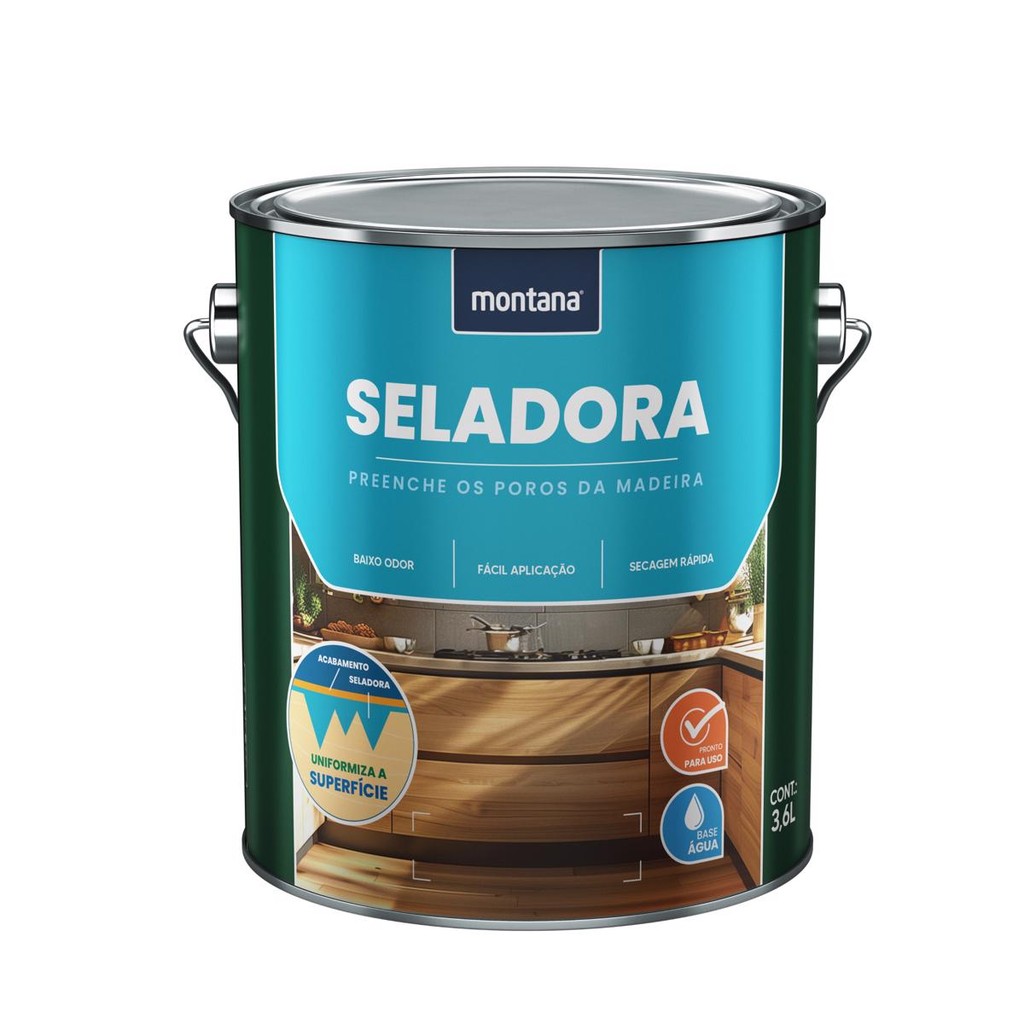 Seladora para Madeira Base Água Incolor 3,6L Montana em Oferta na Shopee