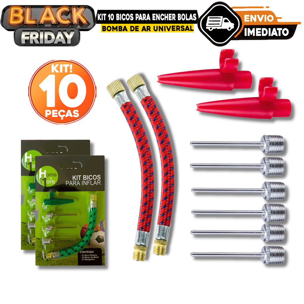 Kit Bicos Para Encher Inflar Bolas Piscinas 10 Peças Para Bomba de Ar Universal
