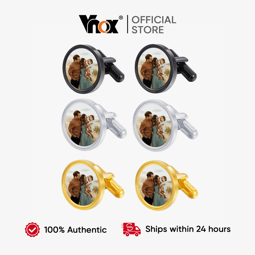 Abotoaduras Com Foto Personalizada Vnox Para Homens , Personalizadas Retrato , Imagem Memorial , Presente em Oferta na Shopee