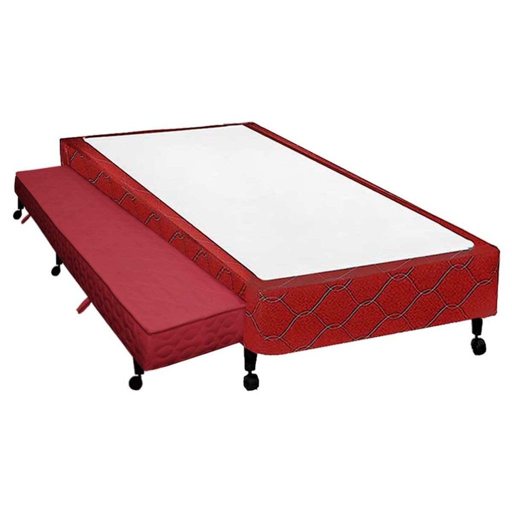 Cama Box Base c/ Auxiliar Solteiro Poli Tecido Wine (88x188x27) - Castor
