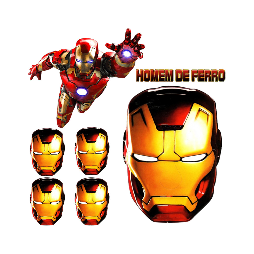 20 Máscara Homem de Ferro infantil p/Lembrancinhas de aniversário/Brinquedo personagem heróis vingadores/Festa Infantil