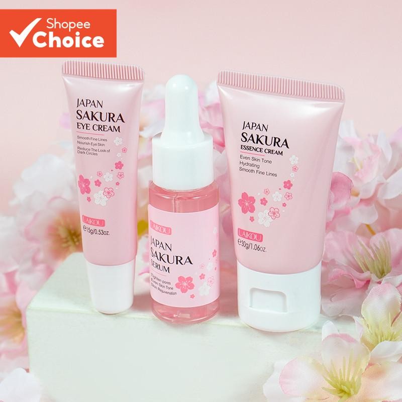 LAIKOU Sakura Skin Care Soro Facial Clarear Manchas Creme Apertar Poros Hidratante 3pcs