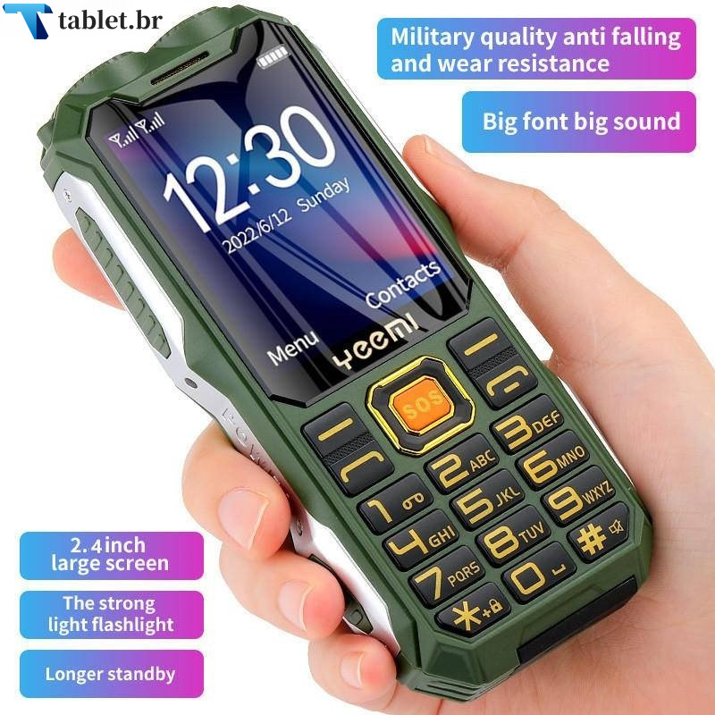 Q8 GSM 2G Robusto Celular Grande Bateria Dupla Lanterna Tela HD De 2,4 Polegadas Dual SIM
