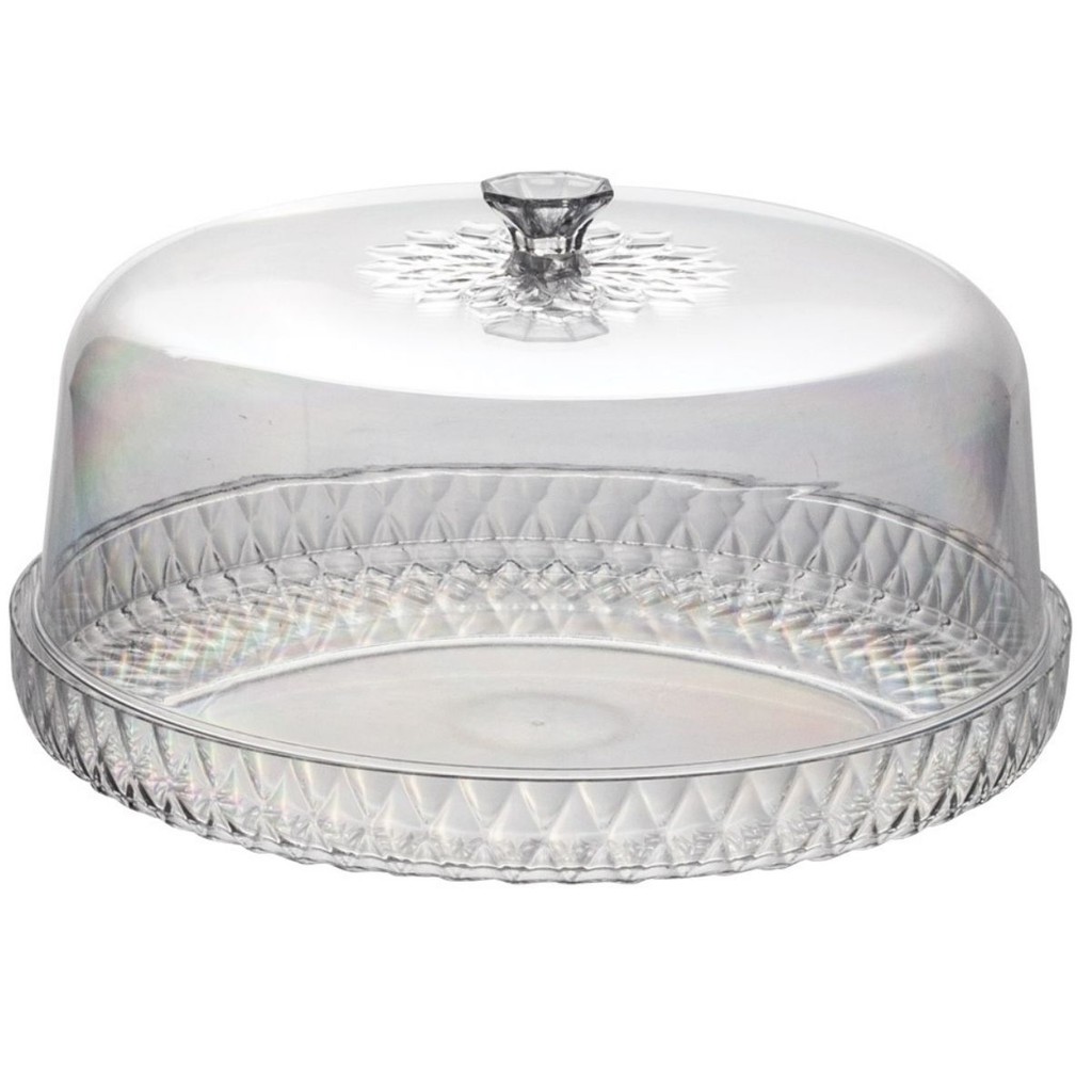 Boleira Porta Bolo Plasutil Glamour Acrílica Tampa Incolor Base Redonda Torta Cúpula Mesa ...