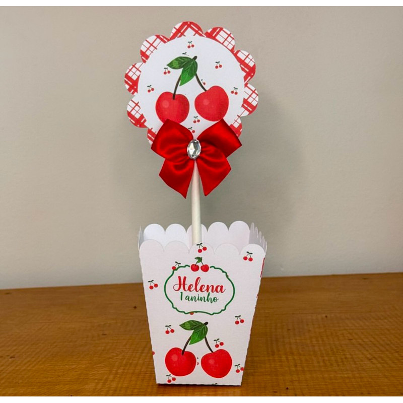 Centro de Mesa CEREJINHA (PEGUE E MONTE) /Cachepot Cachepô Personalizado/ Festa Aniversário Lembrancinha Mimo