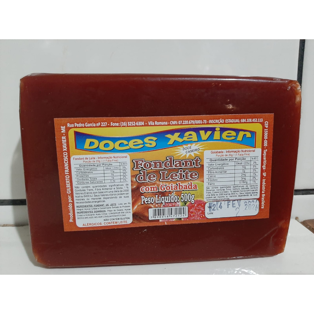 DOCE DE LEITE FONDANT COM GOIABADA EM BARRA