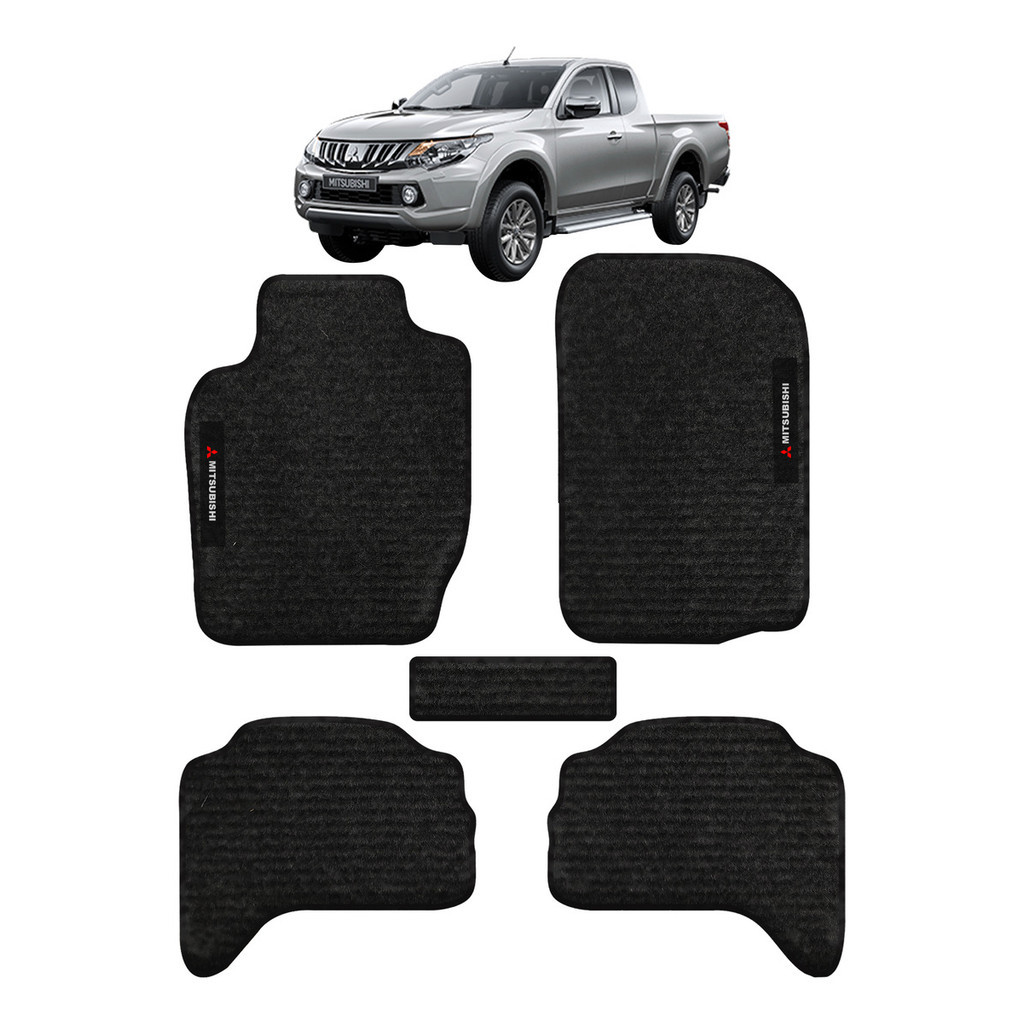 Kit de tapetes 5 peças específico L200 Triton 2018 19 20 ... 22 23 2024 Carpete Preto